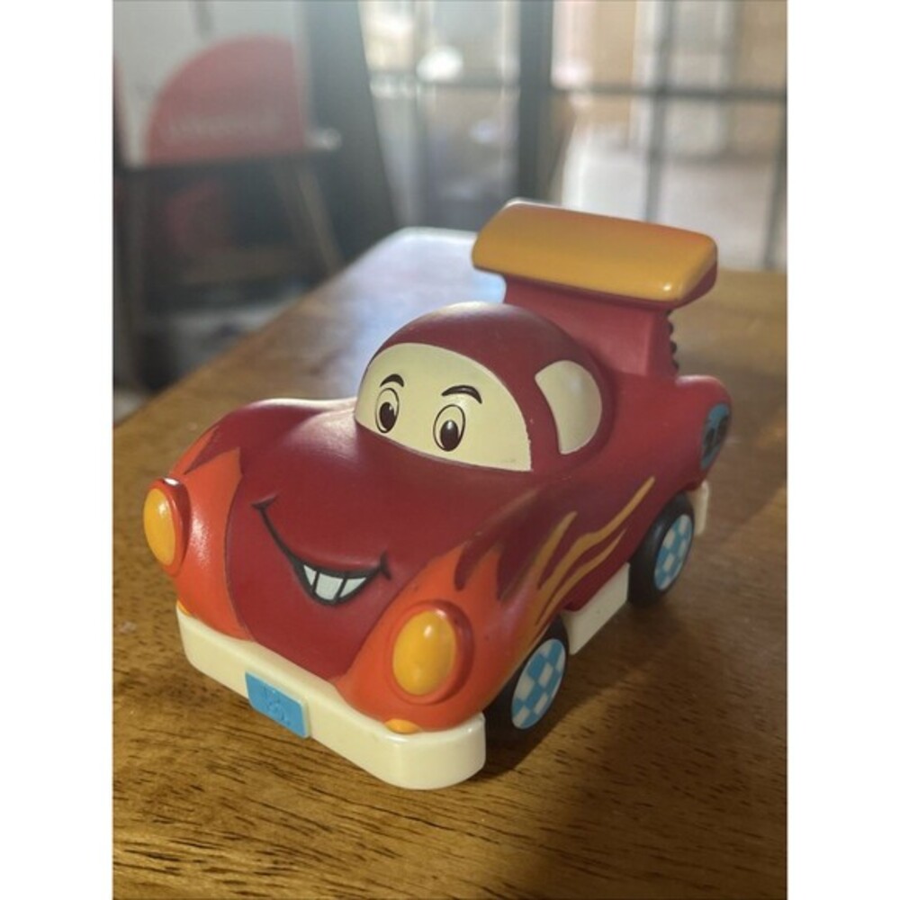 My B Toys Freddy Zoom Red Race Car with Flames Pull Back Action Toy Vehicle